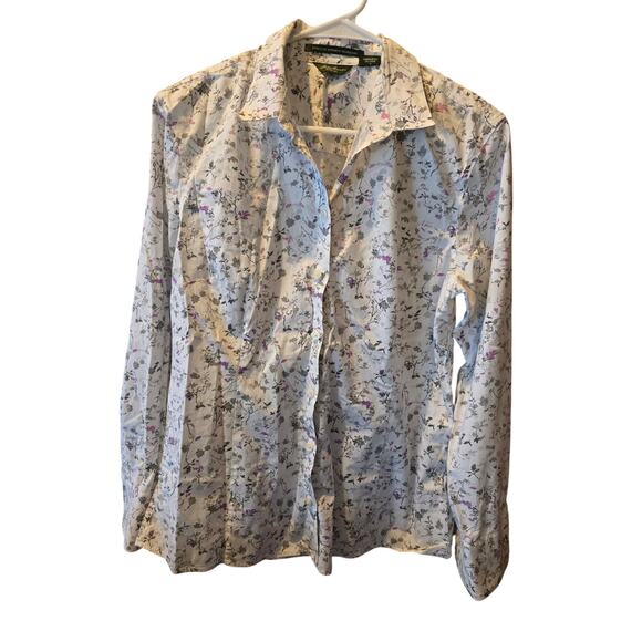 Eddie Bauer Coquette Button Front Top L Womens Long Sleeve Wrinkle-Resistant - Picture 1 of 6